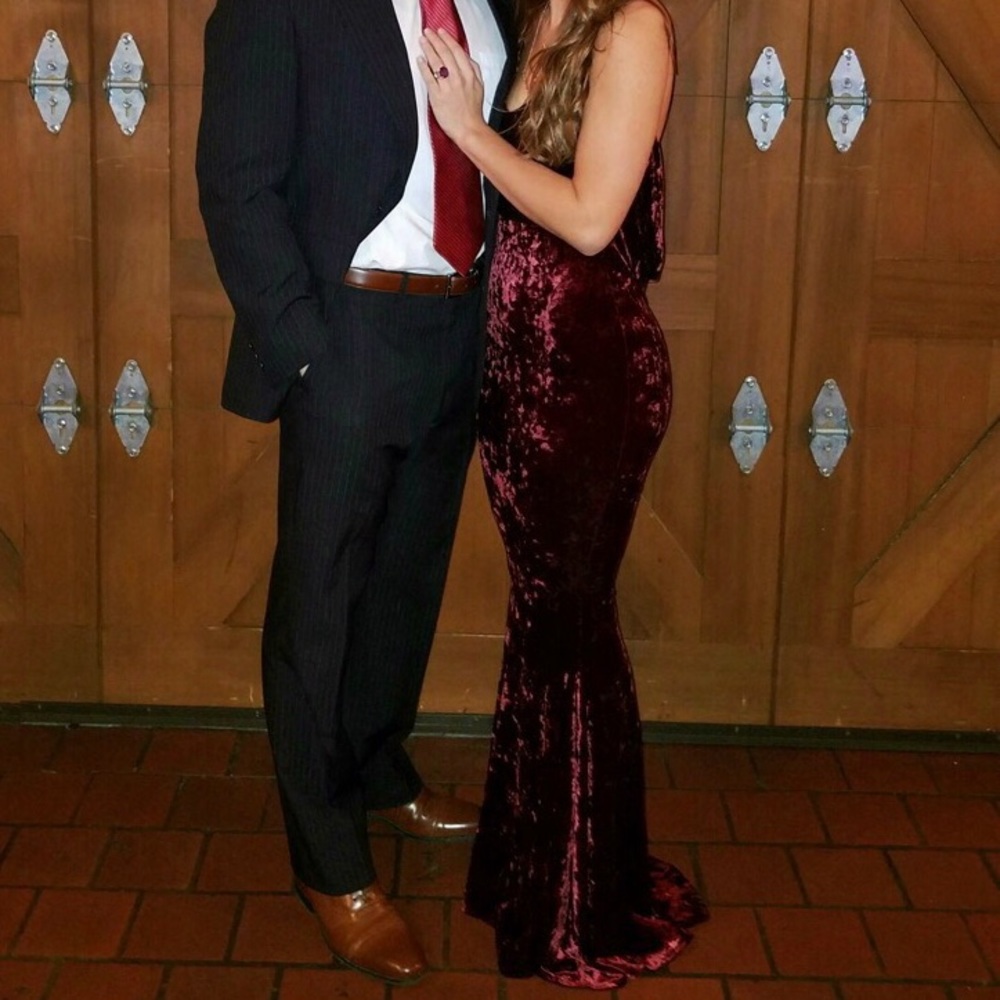 Velvet Red Mermaid Prom Dress